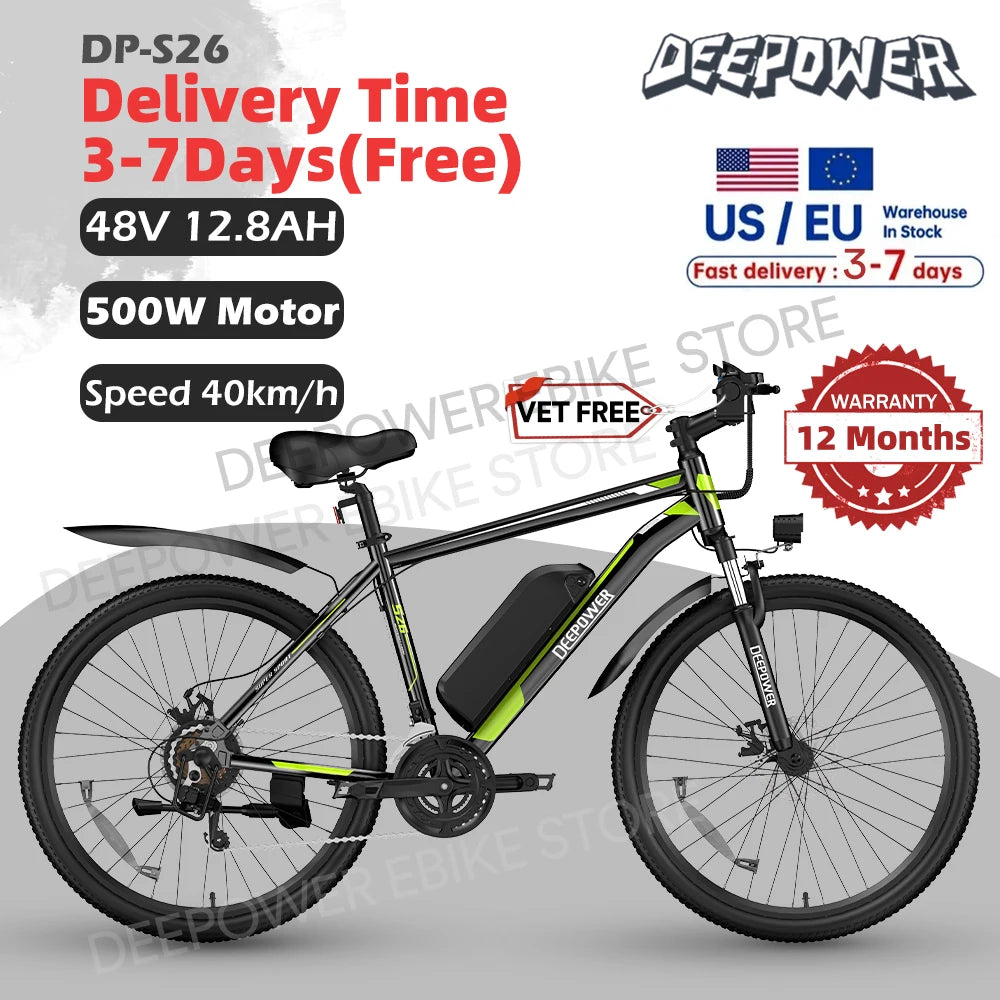 Deepower 26" Electric Mountain Bike | Powerful Motor & Off-Road Fun